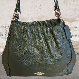 Coach Maya Dark Green Leather Shoulder Bag